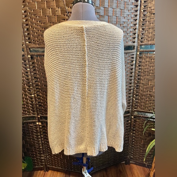 Free People oatmeal beige Knit V neck oversized slouchy off shoulder sweater m - Picture 5 of 14